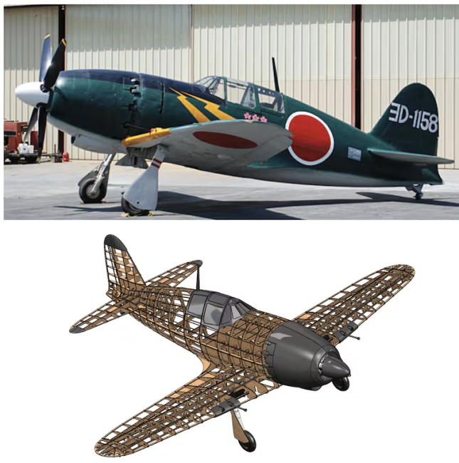 Mitsubishi J2M Raiden 2478 mm Lasercut Baukasten